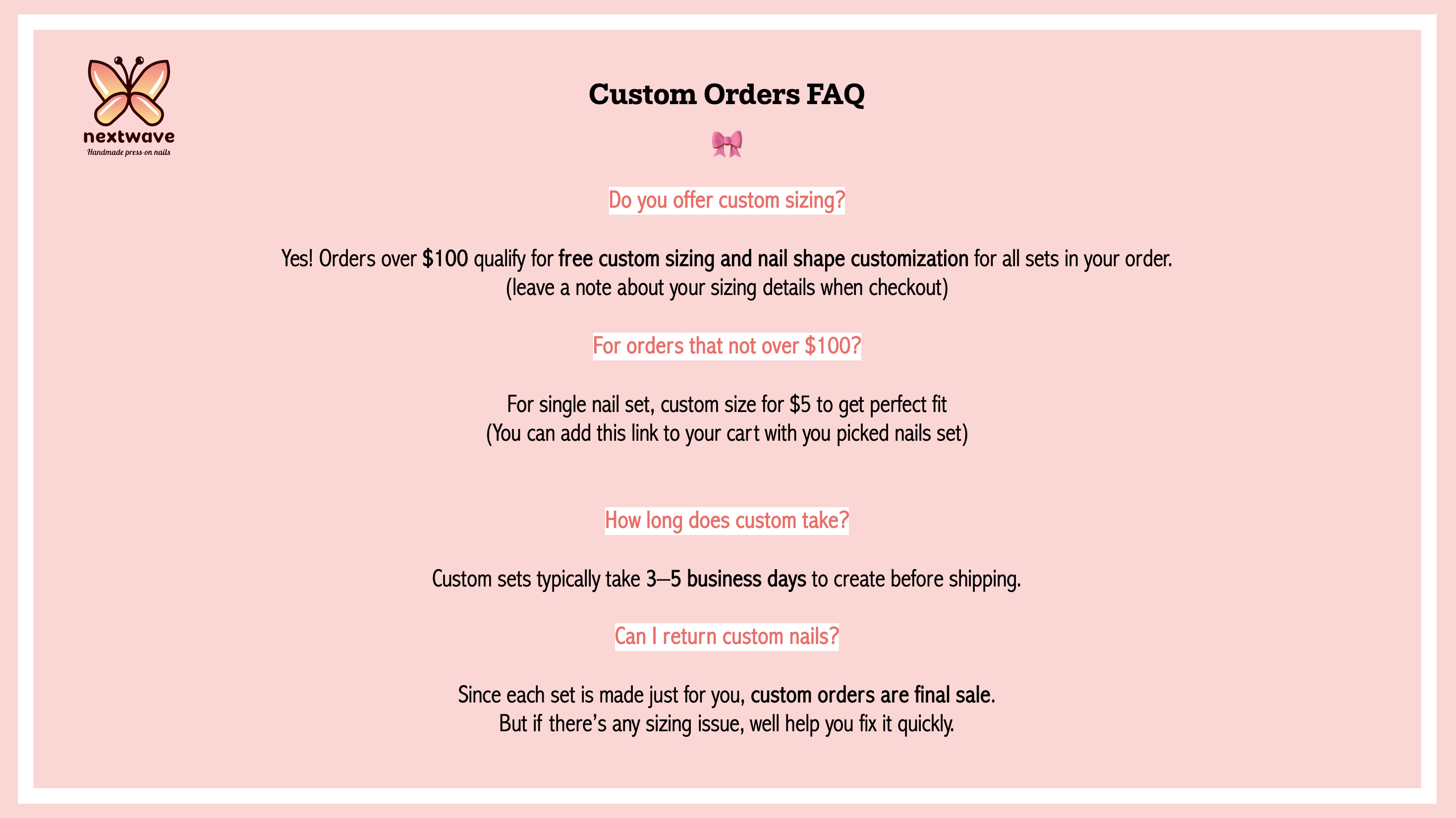 Custom Size – Personalized Fit for Press-On Nails