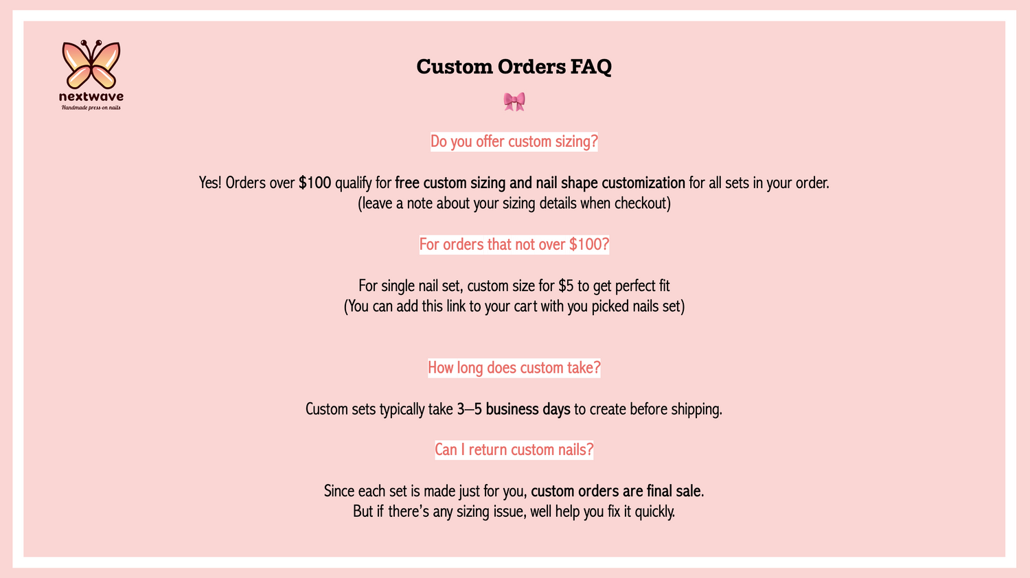 Custom Size – Personalized Fit for Press-On Nails